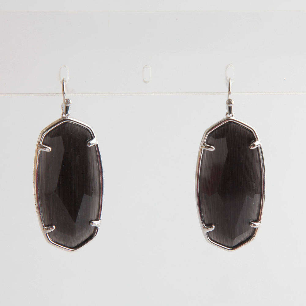 Kendra Scott Platinum Black Cat Eye Medium Earrings